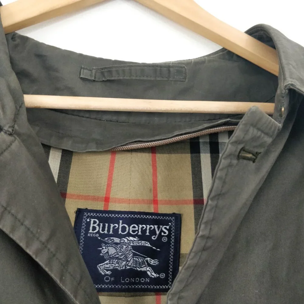 Vintage Burberry Olive Nova Check Coat with Liner
